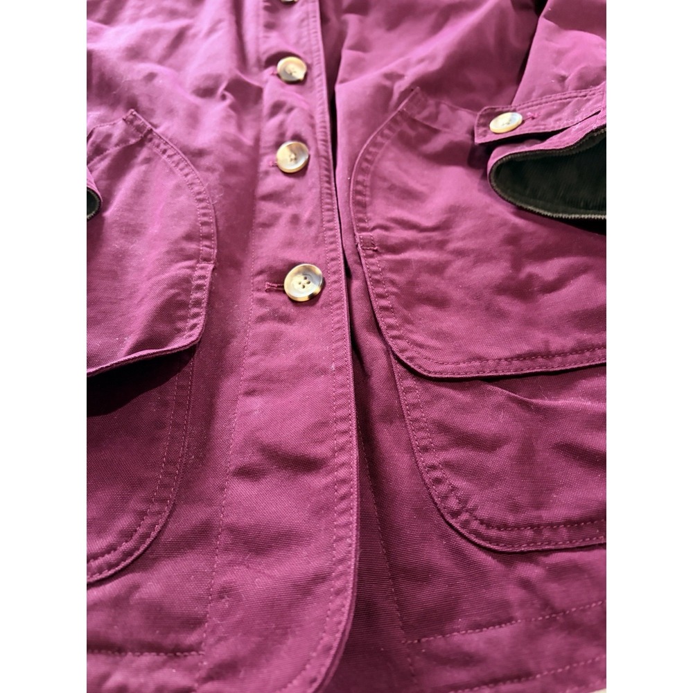Lands End Barn Coat Womens Medium Brick Chore Jacket Corduroy Collar Plaid Lined - Picture 2 of 12